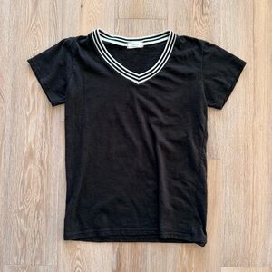 Short Sleeve T-Shirt with Striped Neckline